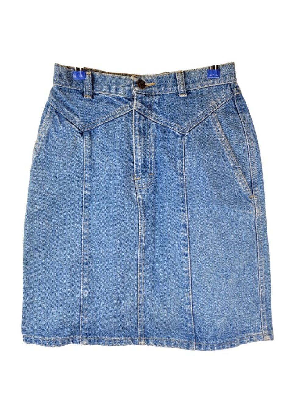 Vintage 80s Denim Mini Skirt Women Small 4 Light Wash Casual High Rise Blue Jean